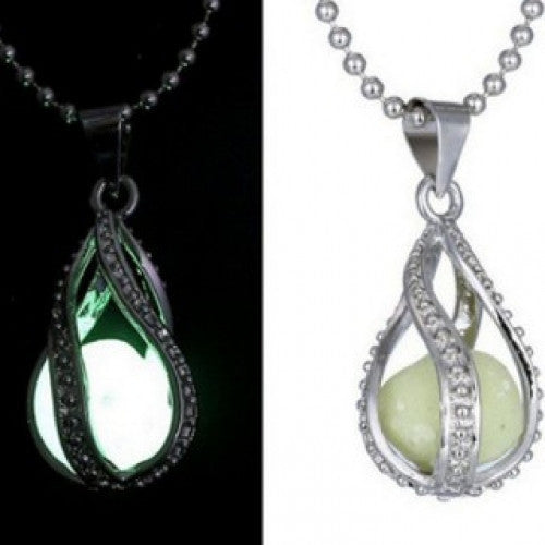 Glow in the Dark Water Drop Locket Necklace