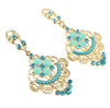 Blue Color Rhinestone Drop Long Earrings