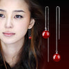 Silver plated earrings black and red agate jewelry female models cute retro fashion jewelry