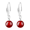 Silver plated earrings black and red agate jewelry female models cute retro fashion jewelry