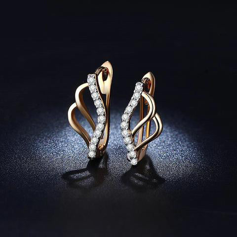 Fashion Design Unique Jewelry 18K Rose Gold Plated AAA CZ Diamond Engagement Hoop Earrings for Women