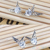 Angel Wings Silver Plated Zircon Earrings