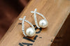 Simulated Pearl Earrings with Zirconian Inlays