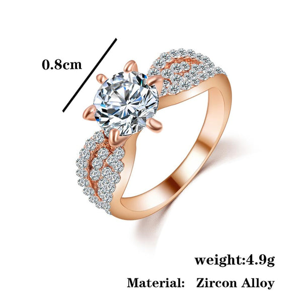 Romantic Wedding Crystal Rings Rose Gold Platinum Plated Big Zircon