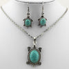 Vintage Turquoise Tibetan Turtle Necklace and Earrings