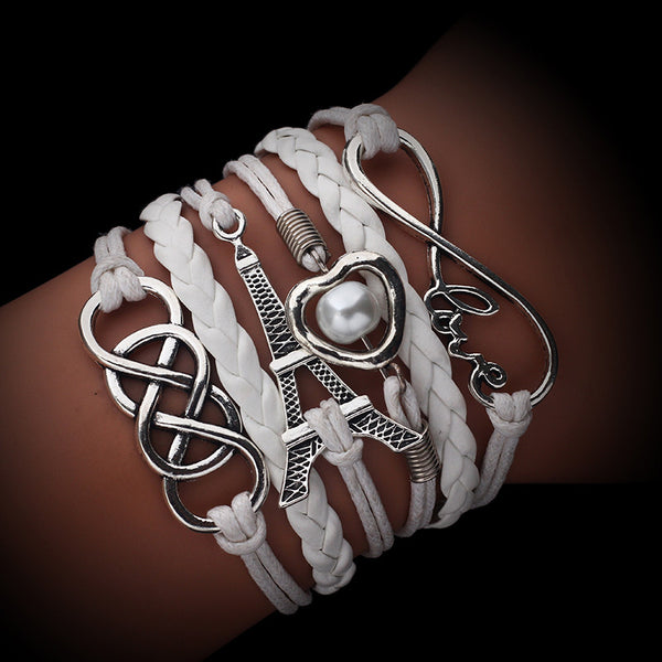 Leather Jewelry Bracelet Multi Double Layer Infinity