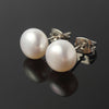 Silver Plated Genuine Freshwater Pearl Bread Shape Stud Earrings Charm Jewelry