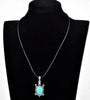 Tibetan Silver Oval Vintage Turquoise Turtle Necklace with Choker