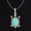 Tibetan Silver Oval Vintage Turquoise Turtle Necklace with Choker