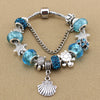 Blue crystal/Glass bead bracelet starfish shell bracelet for Women and Girls