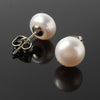 Silver Plated Genuine Freshwater Pearl Bread Shape Stud Earrings Charm Jewelry