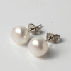 Silver Plated Genuine Freshwater Pearl Bread Shape Stud Earrings Charm Jewelry