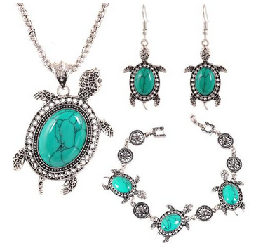 Tibetan Sea Turtle Turquoise Collection (Necklace, Earrings, and Bracelet)